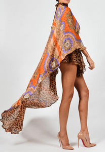 Petra Playsuit in Baroque and Leopard Silk