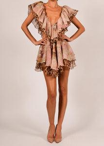 Sara Dress in Rose and Leopard Silk Ready To Ship