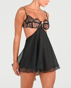 Frenchie Mini Dress in Black Ready to Ship