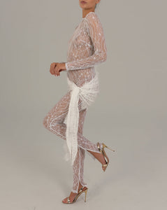 Verity Jumpsuit in White Ready To Ship