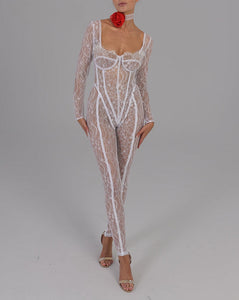 Sophie Jumpsuit in White Ready To Ship