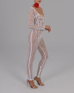 Sophie Jumpsuit in White Ready To Ship