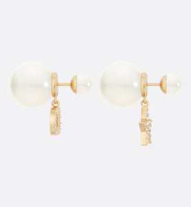 Dior Tribales Earrings • Gold-Finish Metal with White Resin Pearls and Silver-Tone Crystals