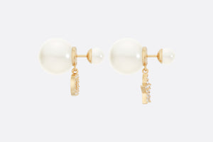 Dior Tribales Earrings • Gold-Finish Metal with White Resin Pearls and Silver-Tone Crystals