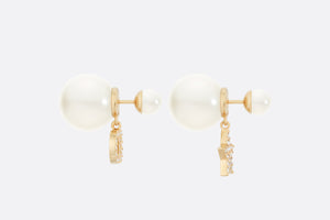 Dior Tribales Earrings • Gold-Finish Metal with White Resin Pearls and Silver-Tone Crystals