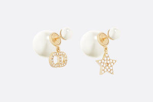 Dior Tribales Earrings • Gold-Finish Metal with White Resin Pearls and Silver-Tone Crystals