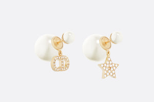 Dior Tribales Earrings • Gold-Finish Metal with White Resin Pearls and Silver-Tone Crystals