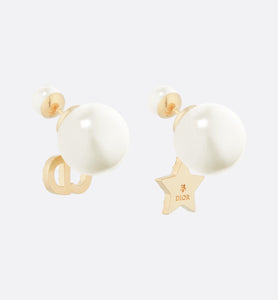 Dior Tribales Earrings • Gold-Finish Metal with White Resin Pearls and Silver-Tone Crystals