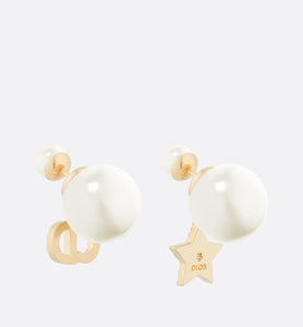 Dior Tribales Earrings • Gold-Finish Metal with White Resin Pearls and Silver-Tone Crystals