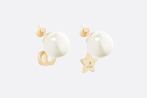 Dior Tribales Earrings • Gold-Finish Metal with White Resin Pearls and Silver-Tone Crystals