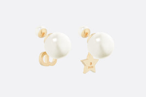 Dior Tribales Earrings • Gold-Finish Metal with White Resin Pearls and Silver-Tone Crystals