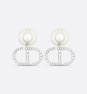 Dior Tribales Earrings • Silver-Finish Metal with White Resin Pearls and Silver-Tone Crystals