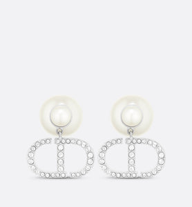 Dior Tribales Earrings • Silver-Finish Metal with White Resin Pearls and Silver-Tone Crystals