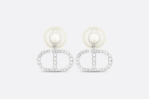 Dior Tribales Earrings • Silver-Finish Metal with White Resin Pearls and Silver-Tone Crystals