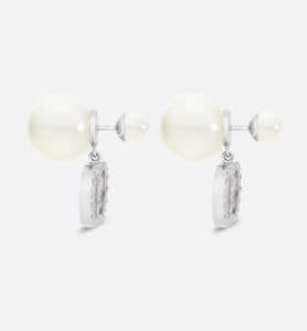 Dior Tribales Earrings • Silver-Finish Metal with White Resin Pearls and Silver-Tone Crystals