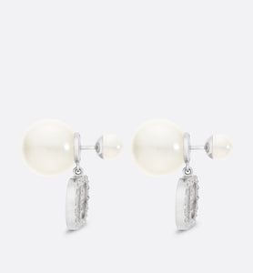 Dior Tribales Earrings • Silver-Finish Metal with White Resin Pearls and Silver-Tone Crystals