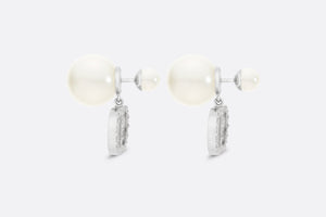 Dior Tribales Earrings • Silver-Finish Metal with White Resin Pearls and Silver-Tone Crystals