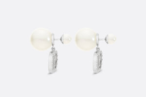 Dior Tribales Earrings • Silver-Finish Metal with White Resin Pearls and Silver-Tone Crystals