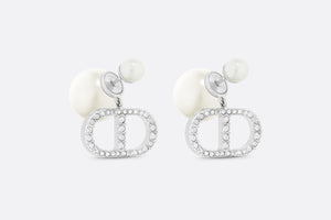 Dior Tribales Earrings • Silver-Finish Metal with White Resin Pearls and Silver-Tone Crystals