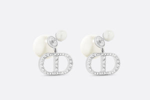 Dior Tribales Earrings • Silver-Finish Metal with White Resin Pearls and Silver-Tone Crystals