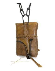 transparent horse leather open seam cross body bag