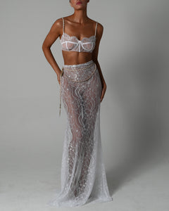 Francesca Maxi Skirt Set in White Lace Ready to Ship