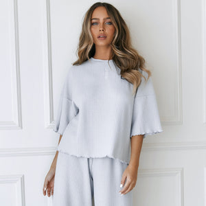 Soft Waffle Pyjama Top - Frost