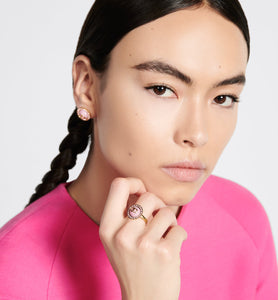 Petit CD Ring • Gold-Finish Metal, Pink Crystals and Light Pink Glass