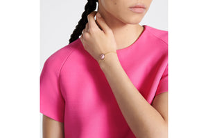 Petit CD Bracelet • Gold-Finish Metal, Pink Crystals and Light Pink Glass
