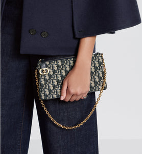 30 Montaigne Mini Shoulder Bag • Blue Dior Oblique Jacquard