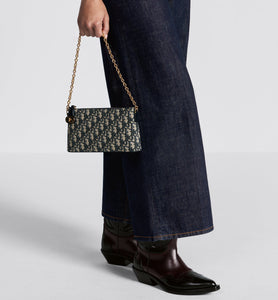 30 Montaigne Mini Shoulder Bag • Blue Dior Oblique Jacquard