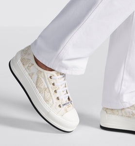 Walk'n'Dior Platform Sneaker • White and Gold-Tone Toile de