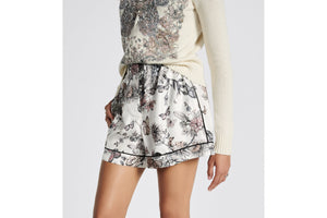 Shorts • White and Pastel Pink Toile de Jouy Mexico Silk Twill