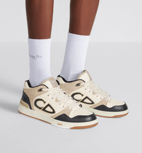 B57 Mid-Top Sneaker • Black and Cream Smooth Calfskin and Beige Suede