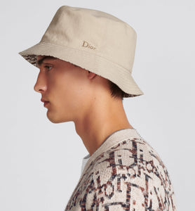 Reversible Dior Oblique Bucket Hat • Beige and Plum Cotton