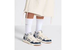 B57 Mid-Top Sneaker • Navy Blue and Cream Smooth Calfskin with Gray Suede