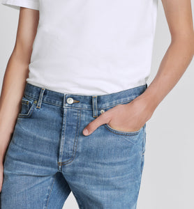Long Slim-Fit Jeans • Blue Cotton-Blend Twill