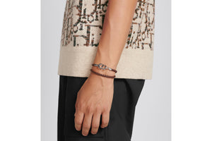 CD Icon Braided Leather Bracelet • Brown Calfskin and Silver-Finish Brass