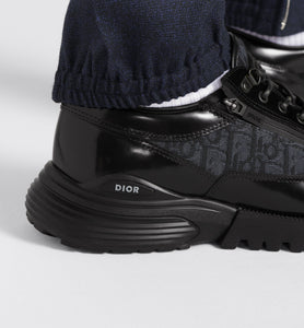 Dior Combat Derby Shoe • Black polished calfskin and Dior Oblique jacquard