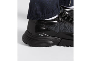 Dior Combat Derby Shoe • Black polished calfskin and Dior Oblique jacquard