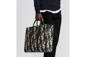 East-West Tote Bag • Beige and Black Maxi Dior Oblique Jacquard