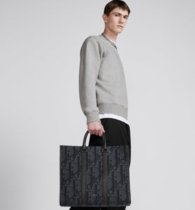 East-West Tote Bag • Black Maxi Dior Oblique Jacquard