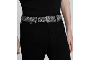 Reversible Belt Strap • Beige and Black Micro Dior Oblique Jacquard and Black Grained Calfskin, 35 MM