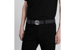 Reversible Belt Strap • Black Micro Dior Oblique Jacquard and Black Grained Calfskin, 35 MM
