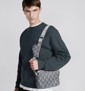 Saddle Triple Pouch • Dior Gray CD Diamond Canvas