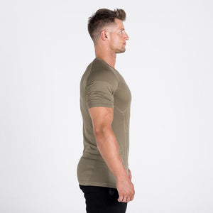 Seamless Spyder Tee - Olive in Half Sleeves