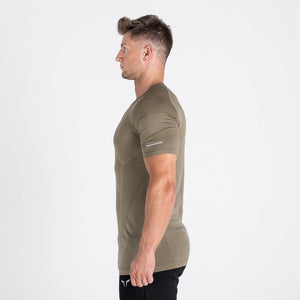 Seamless Spyder Tee - Olive in Half Sleeves