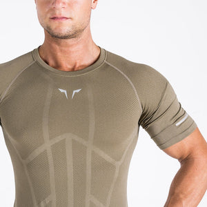 Seamless Spyder Tee - Olive in Half Sleeves