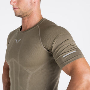 Seamless Spyder Tee - Olive in Half Sleeves