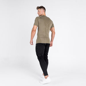Seamless Spyder Tee - Olive in Half Sleeves